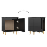 NNEVL Bed Cabinets Solid Wood Legs 2 pcs High Gloss Black 40x30x50 cm