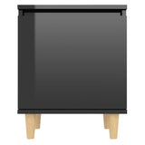 NNEVL Bed Cabinets Solid Wood Legs 2 pcs High Gloss Black 40x30x50 cm
