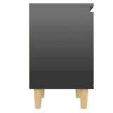 NNEVL Bed Cabinets Solid Wood Legs 2 pcs High Gloss Black 40x30x50 cm