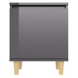 NNEVL Bed Cabinets Solid Wood Legs 2 pcs High Gloss Grey 40x30x50 cm
