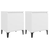NNEVL Bed Cabinets with Metal Legs 2 pcs White 40x30x50 cm