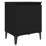 NNEVL Bed Cabinet with Metal Legs Black 40x30x50 cm