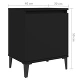 NNEVL Bed Cabinet with Metal Legs Black 40x30x50 cm
