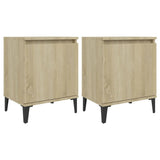NNEVL Bed Cabinets with Metal Legs 2 pcs Sonoma Oak 40x30x50 cm
