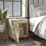 NNEVL Bed Cabinets with Metal Legs 2 pcs Sonoma Oak 40x30x50 cm