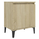 NNEVL Bed Cabinets with Metal Legs 2 pcs Sonoma Oak 40x30x50 cm