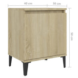 NNEVL Bed Cabinets with Metal Legs 2 pcs Sonoma Oak 40x30x50 cm