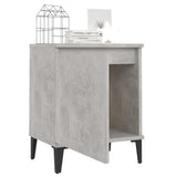 NNEVL Bed Cabinet with Metal Legs Concrete Grey 40x30x50 cm