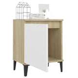 NNEVL Bed Cabinets Metal Legs 2 pcs Sonoma Oak and White 40x30x50 cm