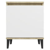 NNEVL Bed Cabinets Metal Legs 2 pcs Sonoma Oak and White 40x30x50 cm