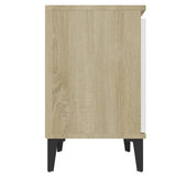NNEVL Bed Cabinets Metal Legs 2 pcs Sonoma Oak and White 40x30x50 cm