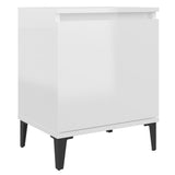 NNEVL Bed Cabinets with Metal Legs 2 pcs High Gloss White 40x30x50 cm