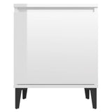 NNEVL Bed Cabinets with Metal Legs 2 pcs High Gloss White 40x30x50 cm