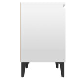 NNEVL Bed Cabinets with Metal Legs 2 pcs High Gloss White 40x30x50 cm