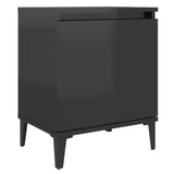 NNEVL Bed Cabinet with Metal Legs High Gloss Black 40x30x50 cm