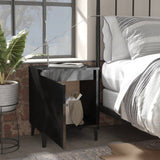 NNEVL Bed Cabinet with Metal Legs High Gloss Black 40x30x50 cm
