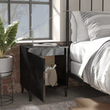 NNEVL Bed Cabinets with Metal Legs 2 pcs High Gloss Black 40x30x50 cm