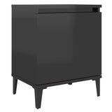 NNEVL Bed Cabinets with Metal Legs 2 pcs High Gloss Black 40x30x50 cm