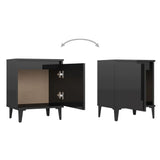 NNEVL Bed Cabinets with Metal Legs 2 pcs High Gloss Black 40x30x50 cm