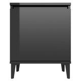 NNEVL Bed Cabinets with Metal Legs 2 pcs High Gloss Black 40x30x50 cm