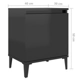 NNEVL Bed Cabinets with Metal Legs 2 pcs High Gloss Black 40x30x50 cm
