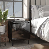 NNEVL Bed Cabinets with Metal Legs 2 pcs High Gloss Black 40x30x50 cm
