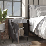 NNEVL Bed Cabinet with Metal Legs High Gloss Grey 40x30x50 cm