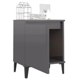 NNEVL Bed Cabinet with Metal Legs High Gloss Grey 40x30x50 cm