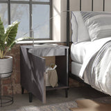 NNEVL Bed Cabinets with Metal Legs 2 pcs High Gloss Grey 40x30x50 cm