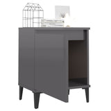 NNEVL Bed Cabinets with Metal Legs 2 pcs High Gloss Grey 40x30x50 cm