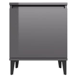 NNEVL Bed Cabinets with Metal Legs 2 pcs High Gloss Grey 40x30x50 cm