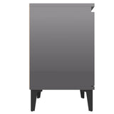 NNEVL Bed Cabinets with Metal Legs 2 pcs High Gloss Grey 40x30x50 cm