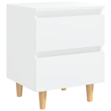 NNEVL Bed Cabinet with Solid Pinewood Legs White 40x35x50 cm