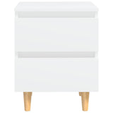 NNEVL Bed Cabinet with Solid Pinewood Legs White 40x35x50 cm