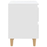 NNEVL Bed Cabinet with Solid Pinewood Legs White 40x35x50 cm