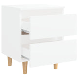 NNEVL Bed Cabinet with Solid Pinewood Legs White 40x35x50 cm