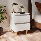 NNEVL Bed Cabinet with Solid Pinewood Legs White 40x35x50 cm