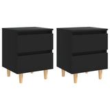 NNEVL Bed Cabinets with Solid Pinewood Legs 2 pcs Black 40x35x50 cm