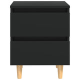 NNEVL Bed Cabinets with Solid Pinewood Legs 2 pcs Black 40x35x50 cm