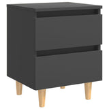 NNEVL Bed Cabinet with Solid Pinewood Legs Grey 40x35x50 cm