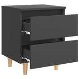 NNEVL Bed Cabinet with Solid Pinewood Legs Grey 40x35x50 cm
