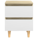 NNEVL Bed Cabinets & Pinewood Legs 2 pcs White & Sonoma Oak 40x35x50cm