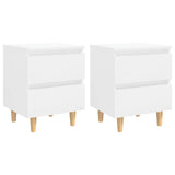 NNEVL Bed Cabinets & Pinewood Legs 2 pcs High Gloss White 40x35x50cm