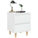 NNEVL Bed Cabinets & Pinewood Legs 2 pcs High Gloss White 40x35x50cm