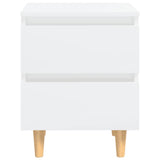 NNEVL Bed Cabinets & Pinewood Legs 2 pcs High Gloss White 40x35x50cm