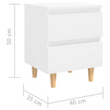 NNEVL Bed Cabinets & Pinewood Legs 2 pcs High Gloss White 40x35x50cm