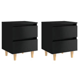 NNEVL Bed Cabinets & Pinewood Legs 2 pcs High Gloss Black 40x35x50cm