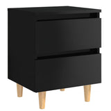 NNEVL Bed Cabinets & Pinewood Legs 2 pcs High Gloss Black 40x35x50cm