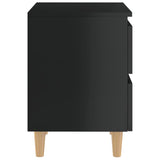 NNEVL Bed Cabinets & Pinewood Legs 2 pcs High Gloss Black 40x35x50cm