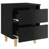 NNEVL Bed Cabinets & Pinewood Legs 2 pcs High Gloss Black 40x35x50cm